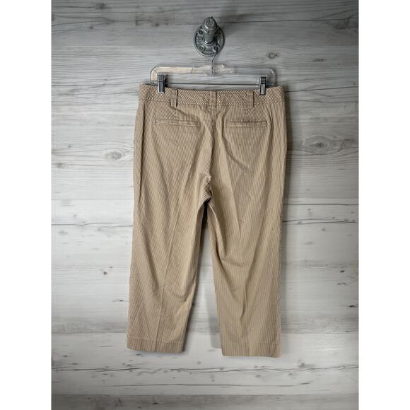 Talbots Capri Pants Womens 10P Petite Beige White Pinstripe Stretch Cotton - Picture 7 of 12
